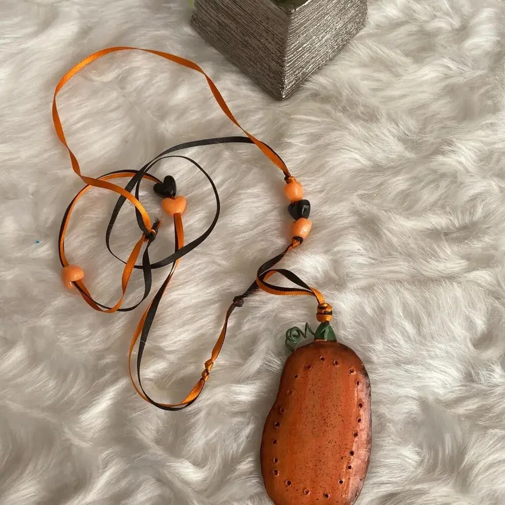 Handcrafted Native American Style Pumpkin Pendant Necklace